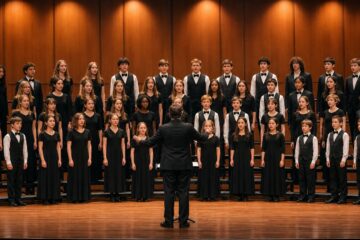 School choir singing on stage